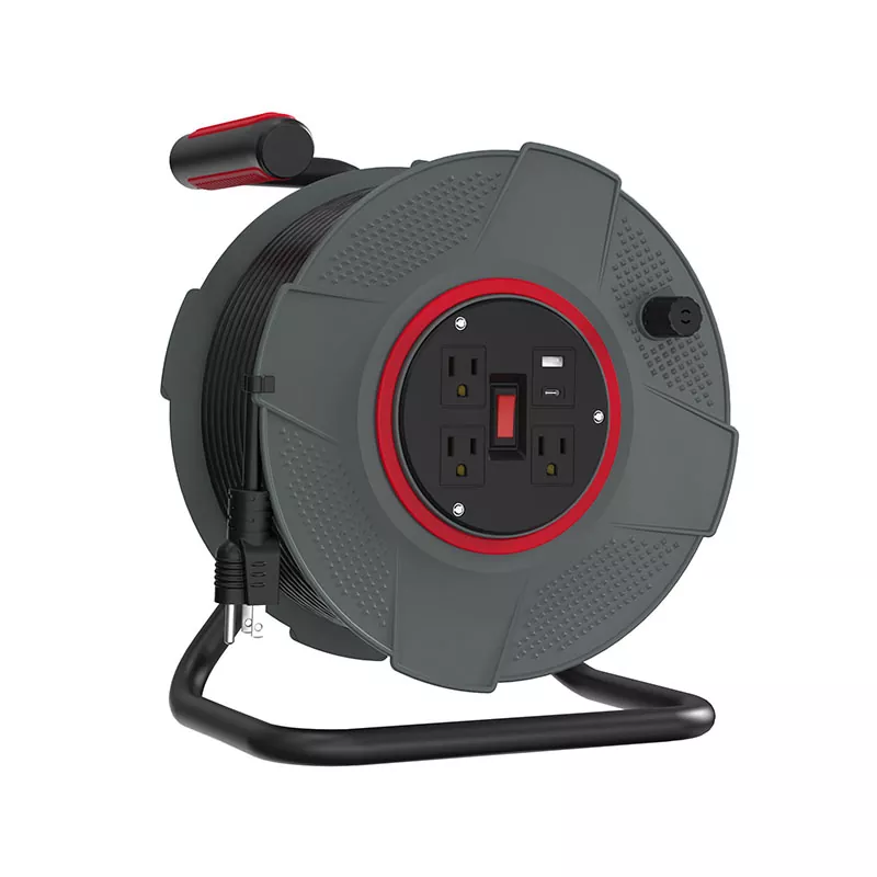 3 ຊ່ອງສຽບ Usb Plastic Cord Reel 100ft
