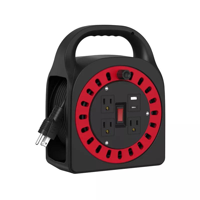 3 Outlets Usb Plastic Cord Reel 50ft