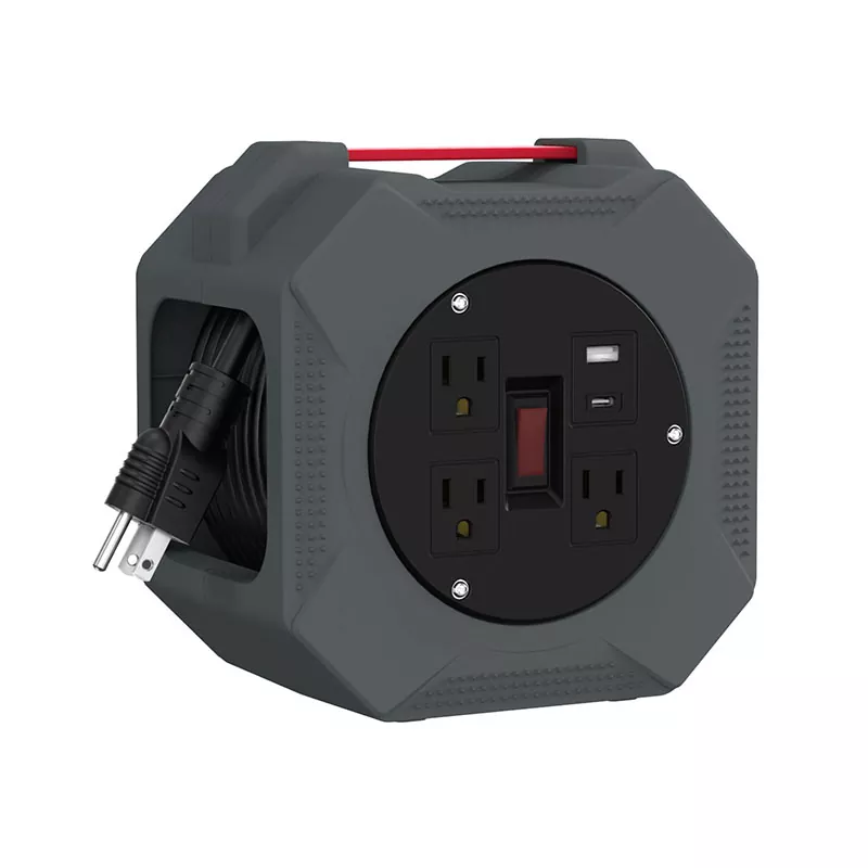 3 Outlets Usb2.4a Plastic Cord Reel 30ft