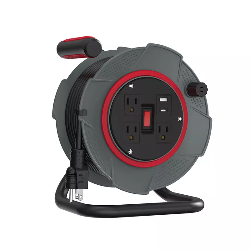 3outlets Usb Plastic Cord Reel 45ft