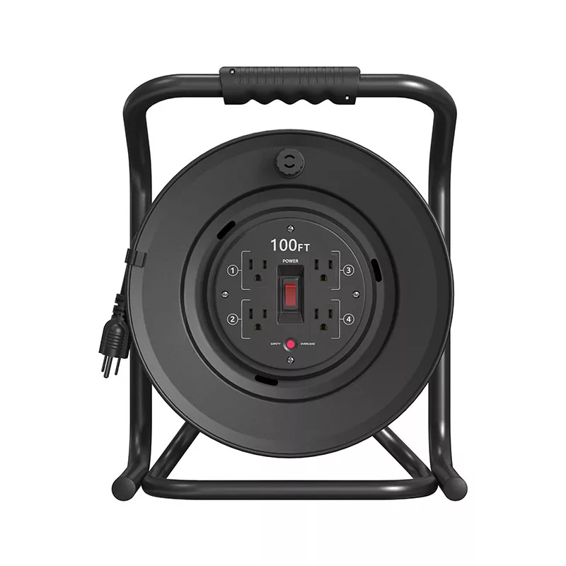 4 Outlets ມ້ວນສາຍພາດສະຕິກ 100ft