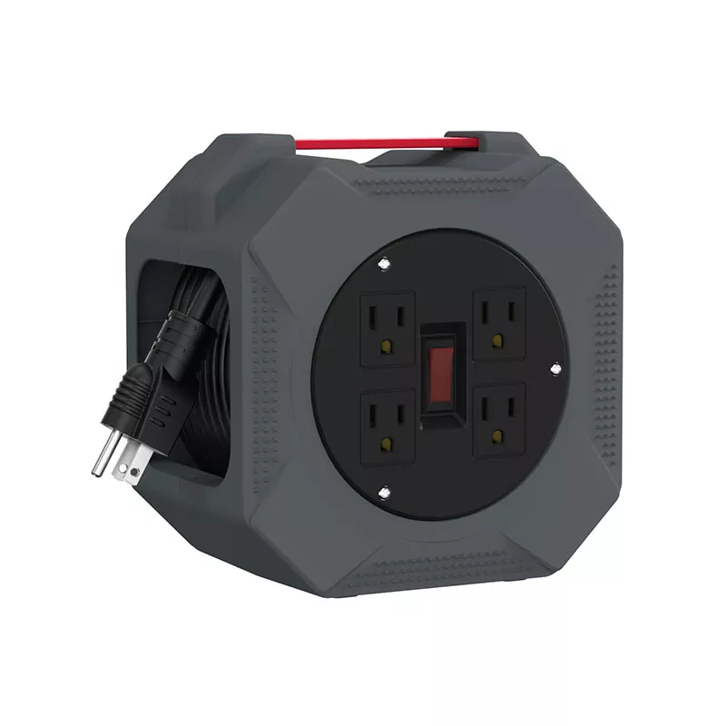 4 Outlets ມ້ວນສາຍພາດສະຕິກ 30ft 4 Outlets ມ້ວນສາຍພາດສະຕິກ 30ft